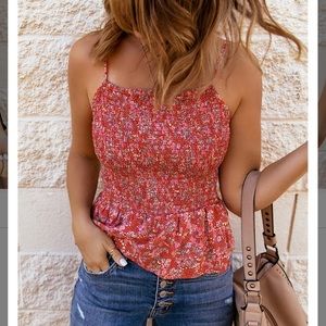 Smocked spaghetti strap tank top